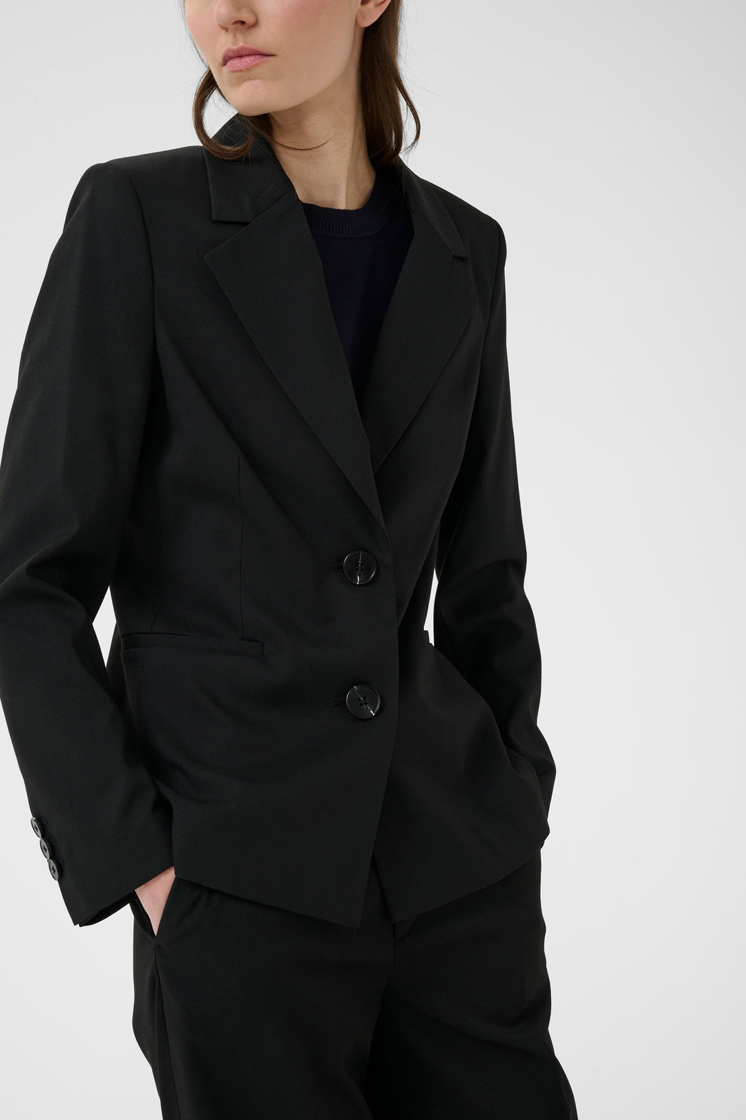 Blazer classique structuré Cadie - Avec col à revers et fermeture à boutons