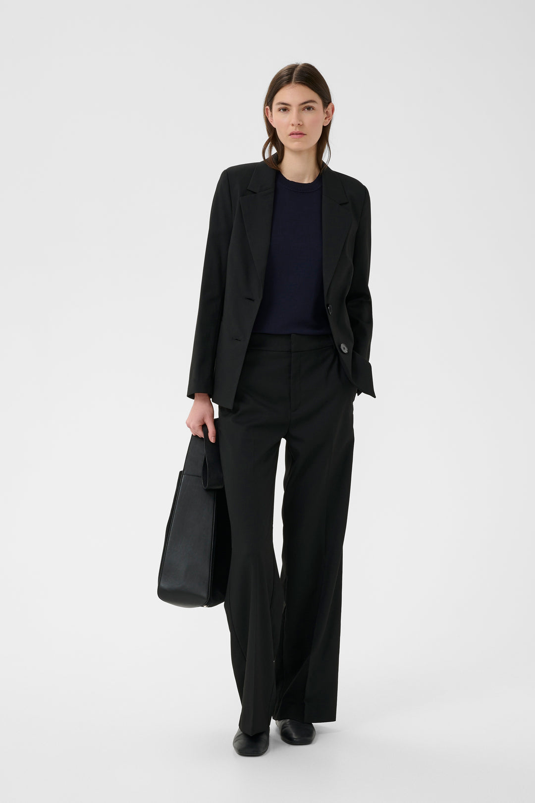 Pantalon à jambe large Cadie - Avec plis de structure et taille régulière
