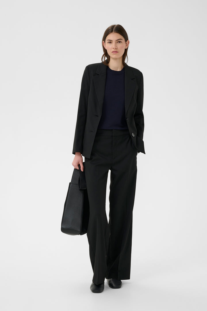 Pantalon à jambe large Cadie - Avec plis de structure et taille régulière