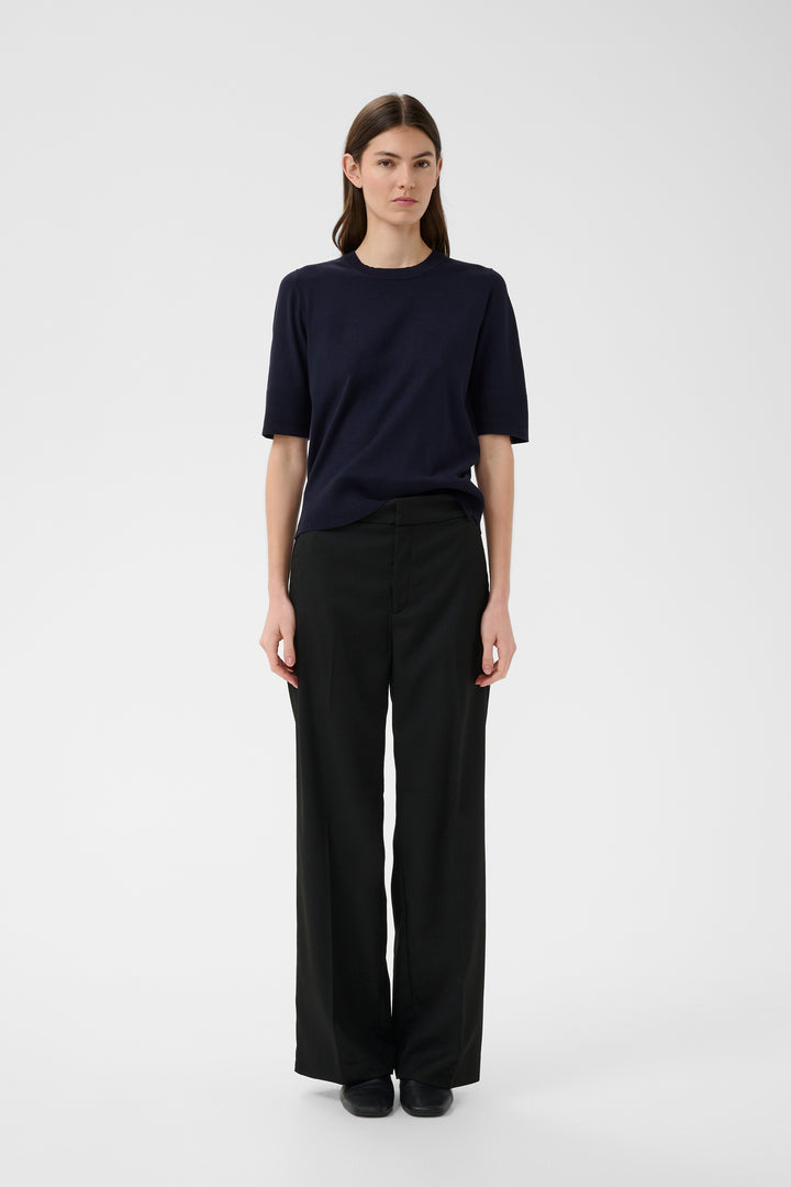 Pantalon à jambe large Cadie - Avec plis de structure et taille régulière
