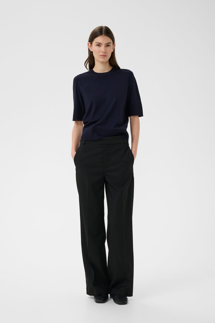 Pantalon à jambe large Cadie - Avec plis de structure et taille régulière