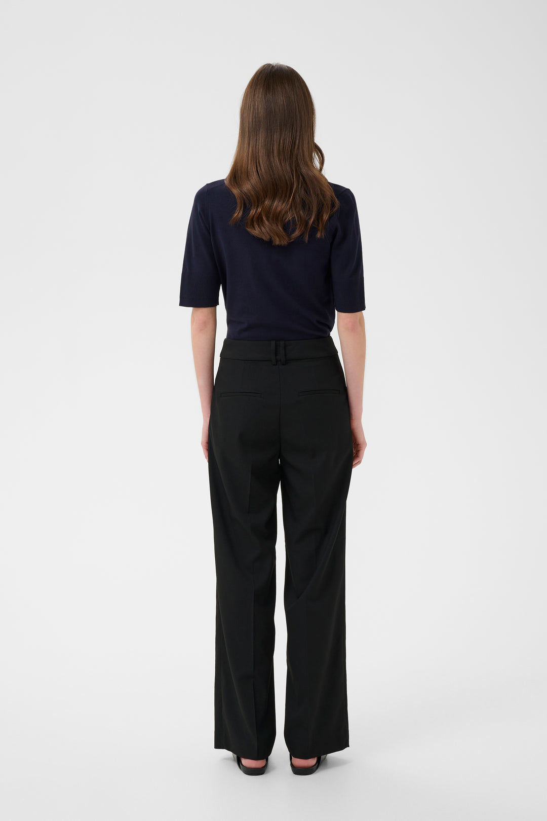 Pantalon à jambe large Cadie - Avec plis de structure et taille régulière