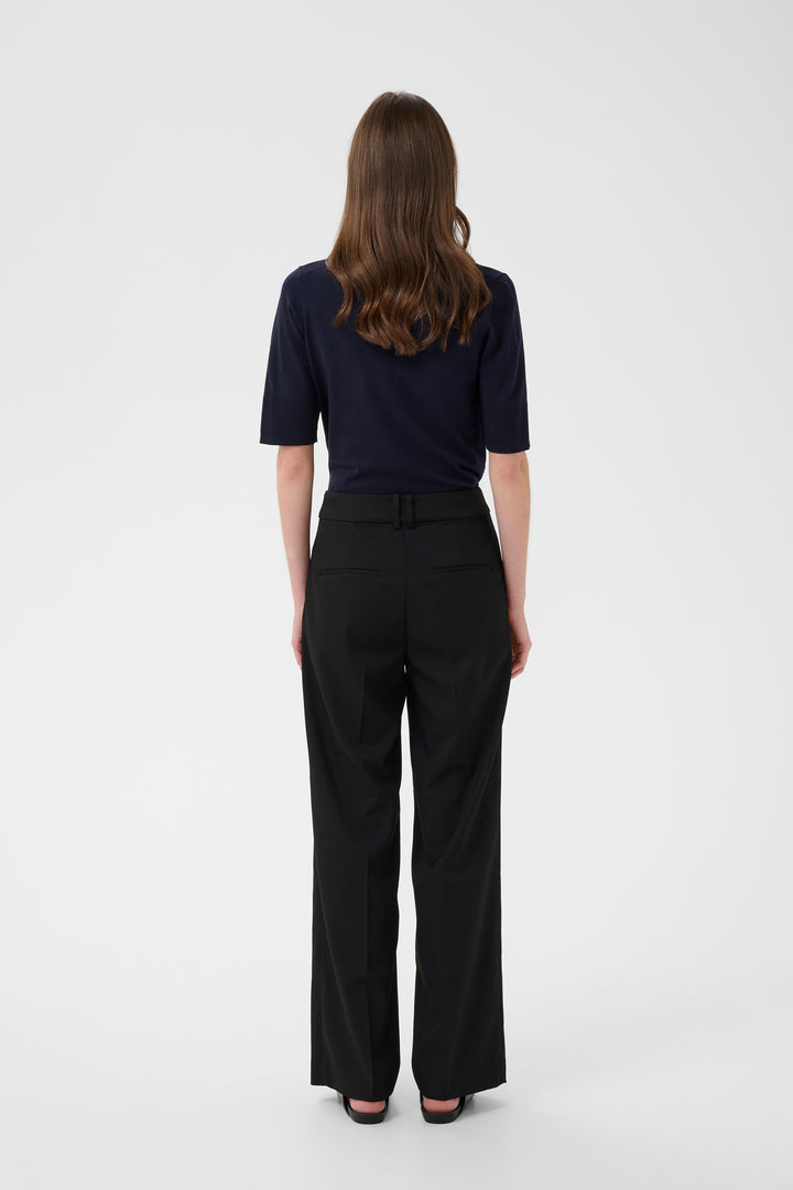 Pantalon à jambe large Cadie - Avec plis de structure et taille régulière