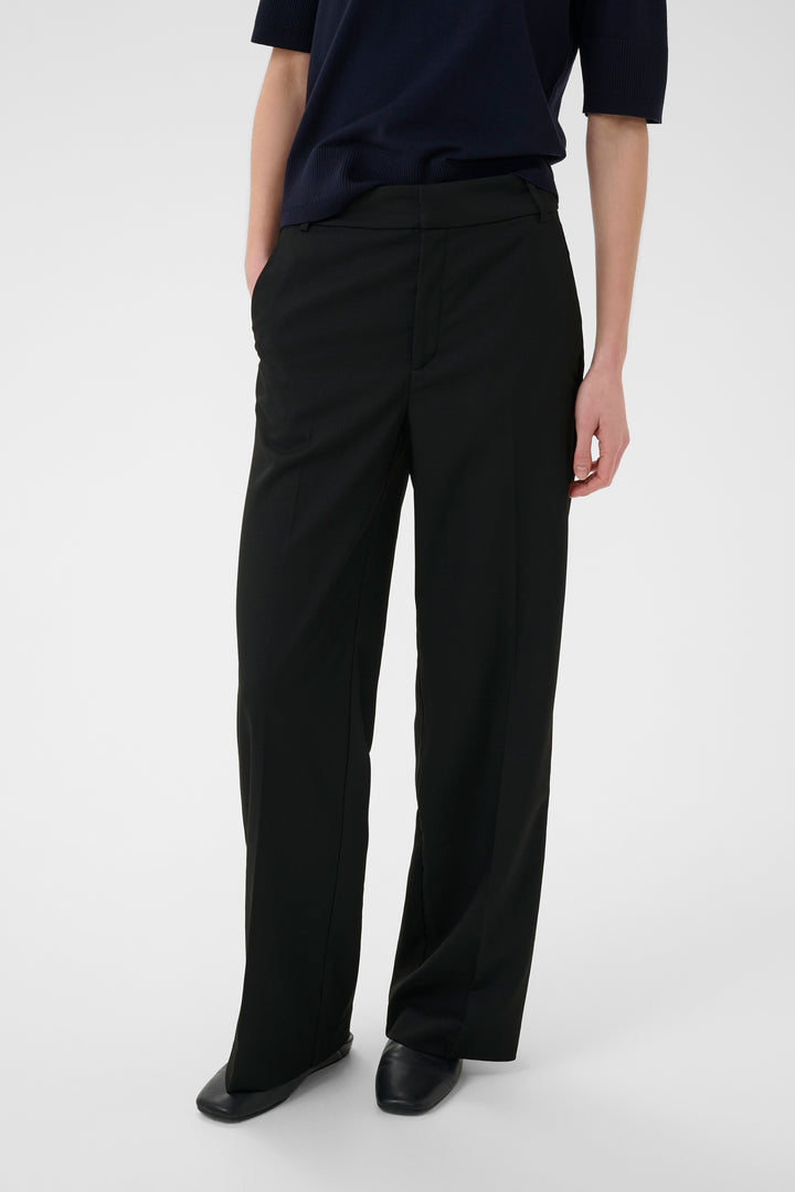 Pantalon à jambe large Cadie - Avec plis de structure et taille régulière