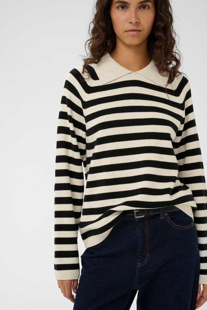 Chandail rayé en coton – Lignes contrastantes et coupe ample