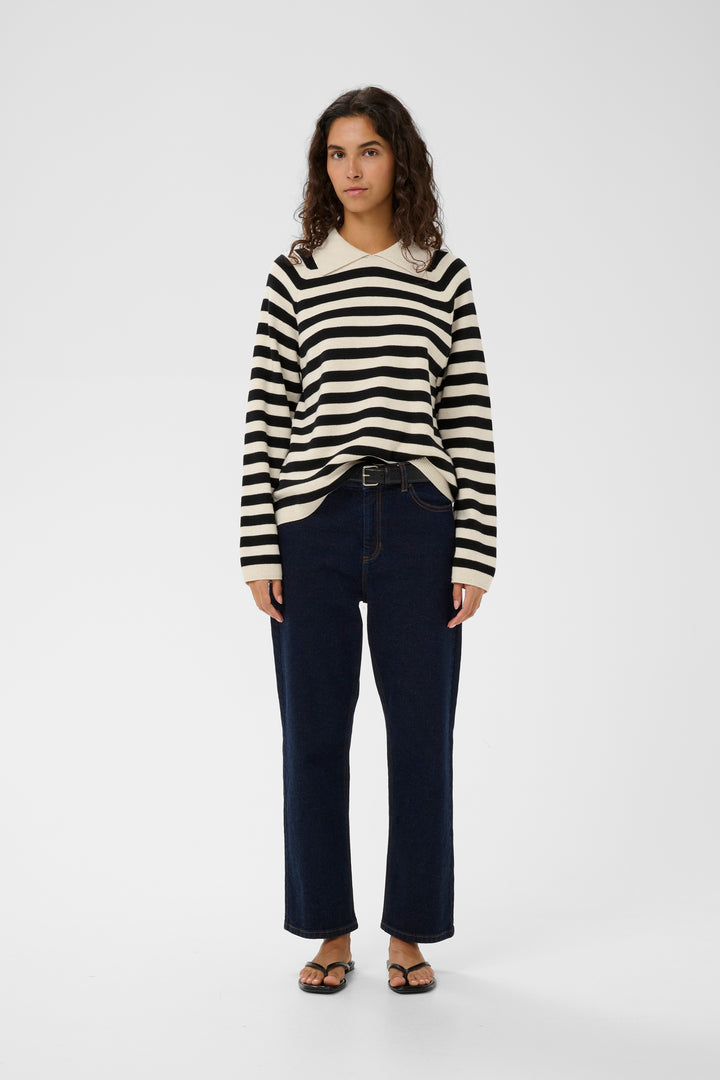 Chandail rayé en coton – Lignes contrastantes et coupe ample