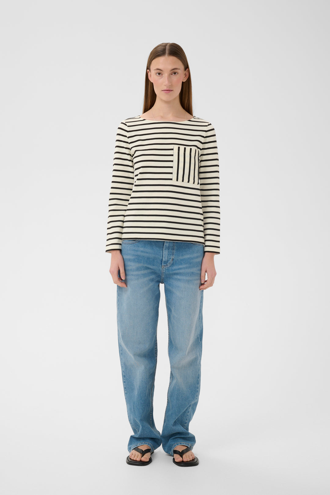 Chandail rayé Della – Coton doux avec poche frontale