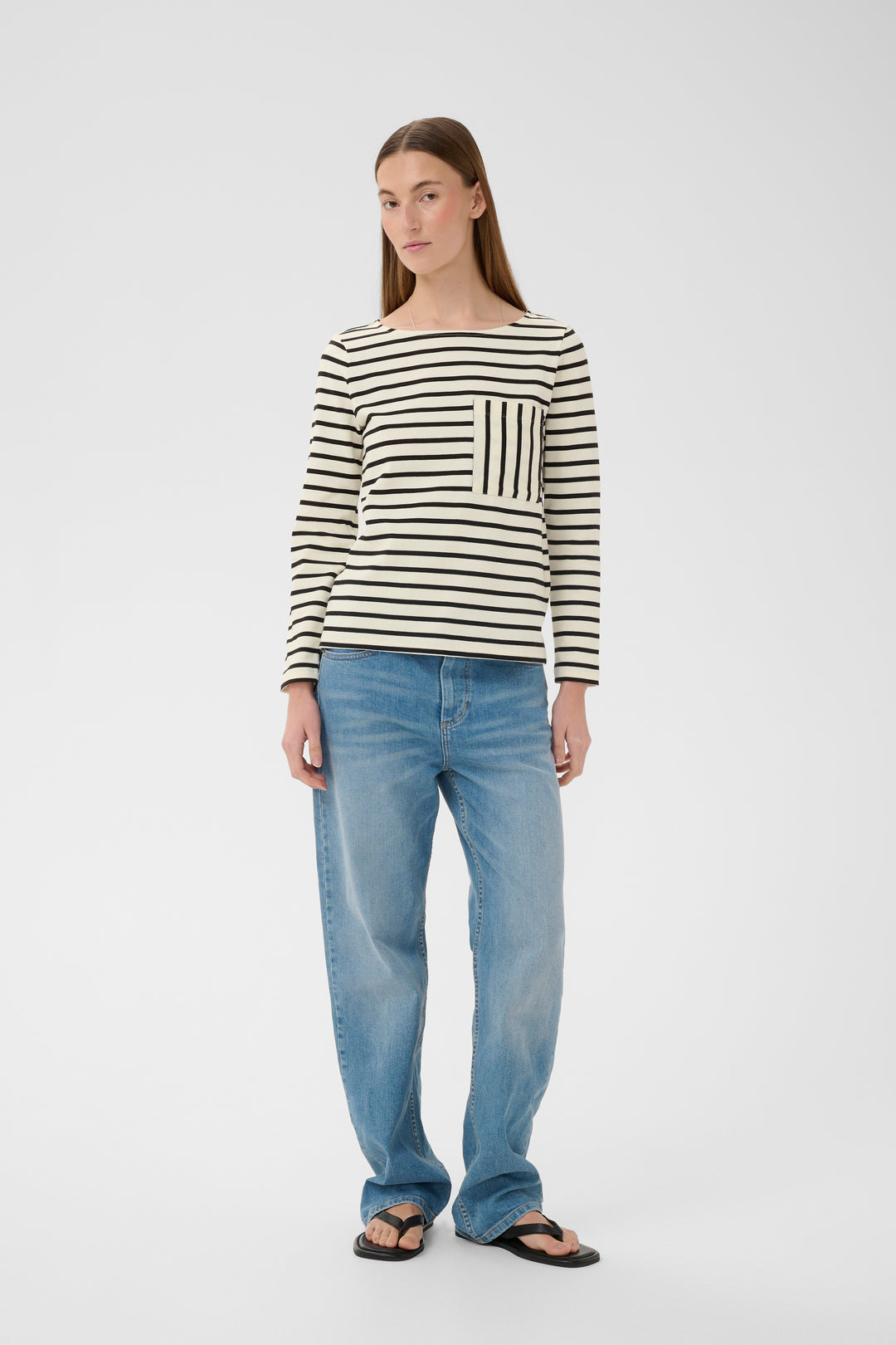 Chandail rayé Della – Coton doux avec poche frontale