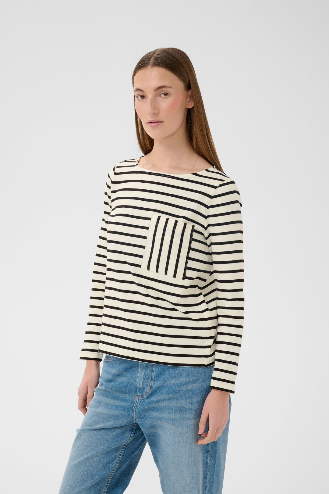 Chandail rayé Della – Coton doux avec poche frontale