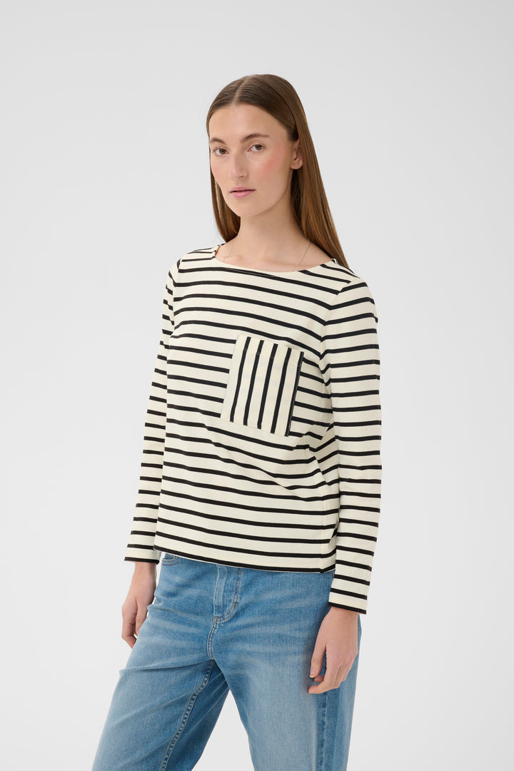 Chandail rayé Della – Coton doux avec poche frontale