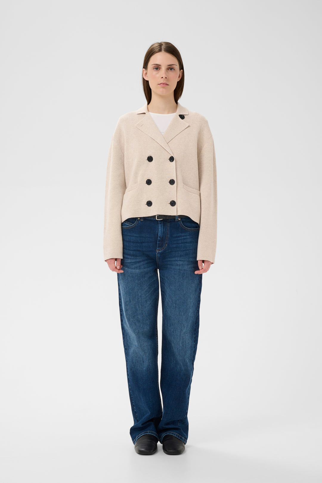 Cardigan boutonné Delarose – Maille de coton et détails contrastés