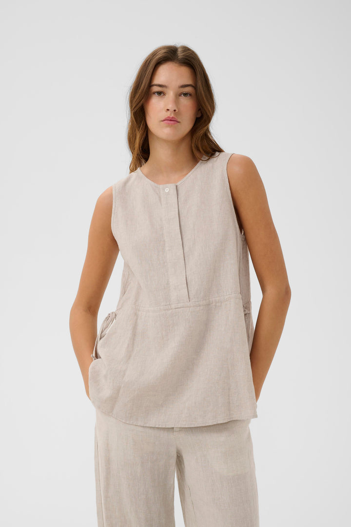 Rowan Sleeveless Blouse - Breathable Linen with Adjustable Fit