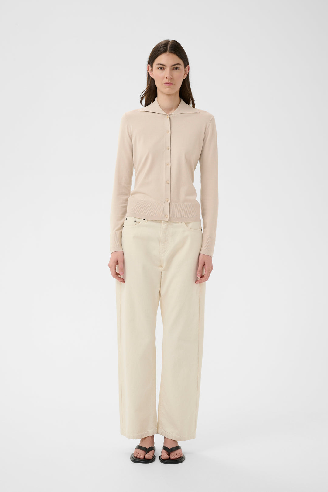 Cardigan classique boutonné Miko - Avec col polo et manches longues