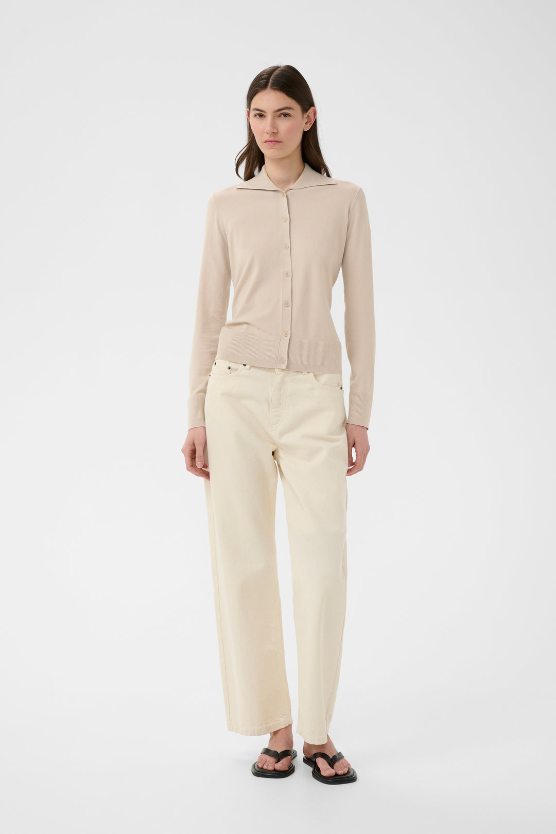 Cardigan classique boutonné Miko - Avec col polo et manches longues