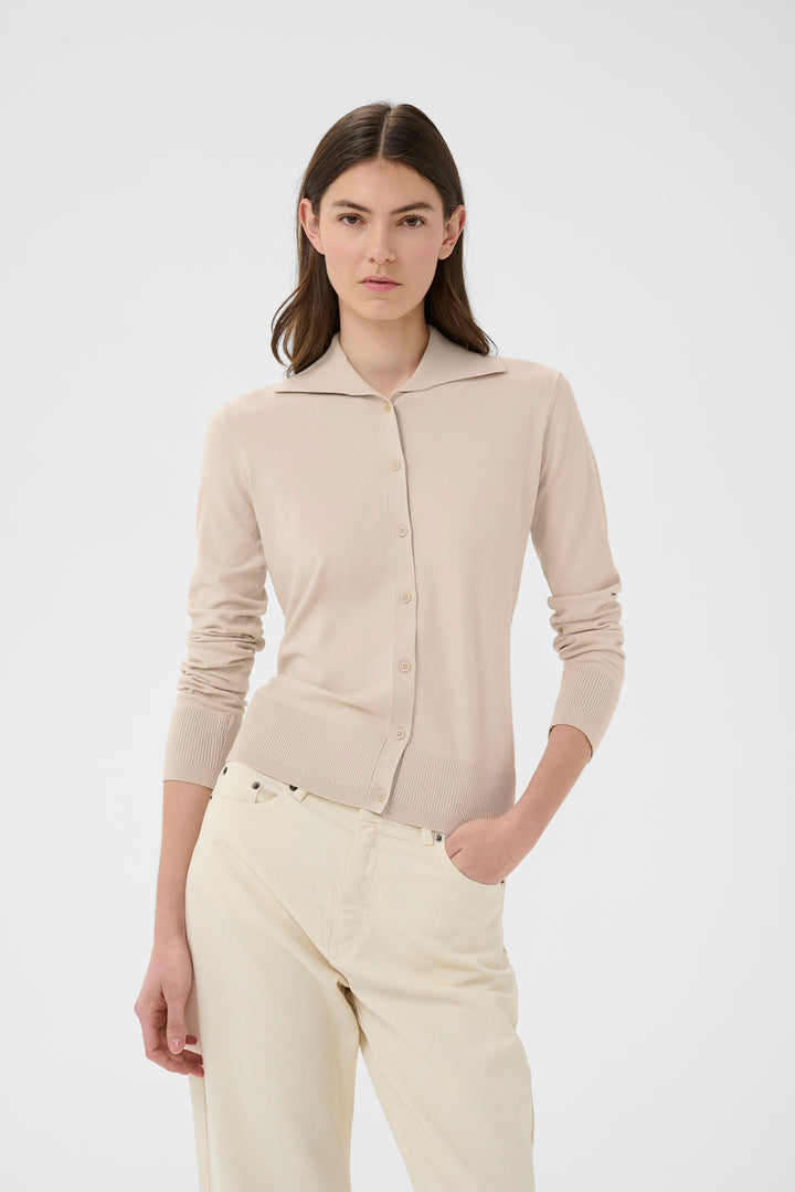 Cardigan classique boutonné Miko - Avec col polo et manches longues