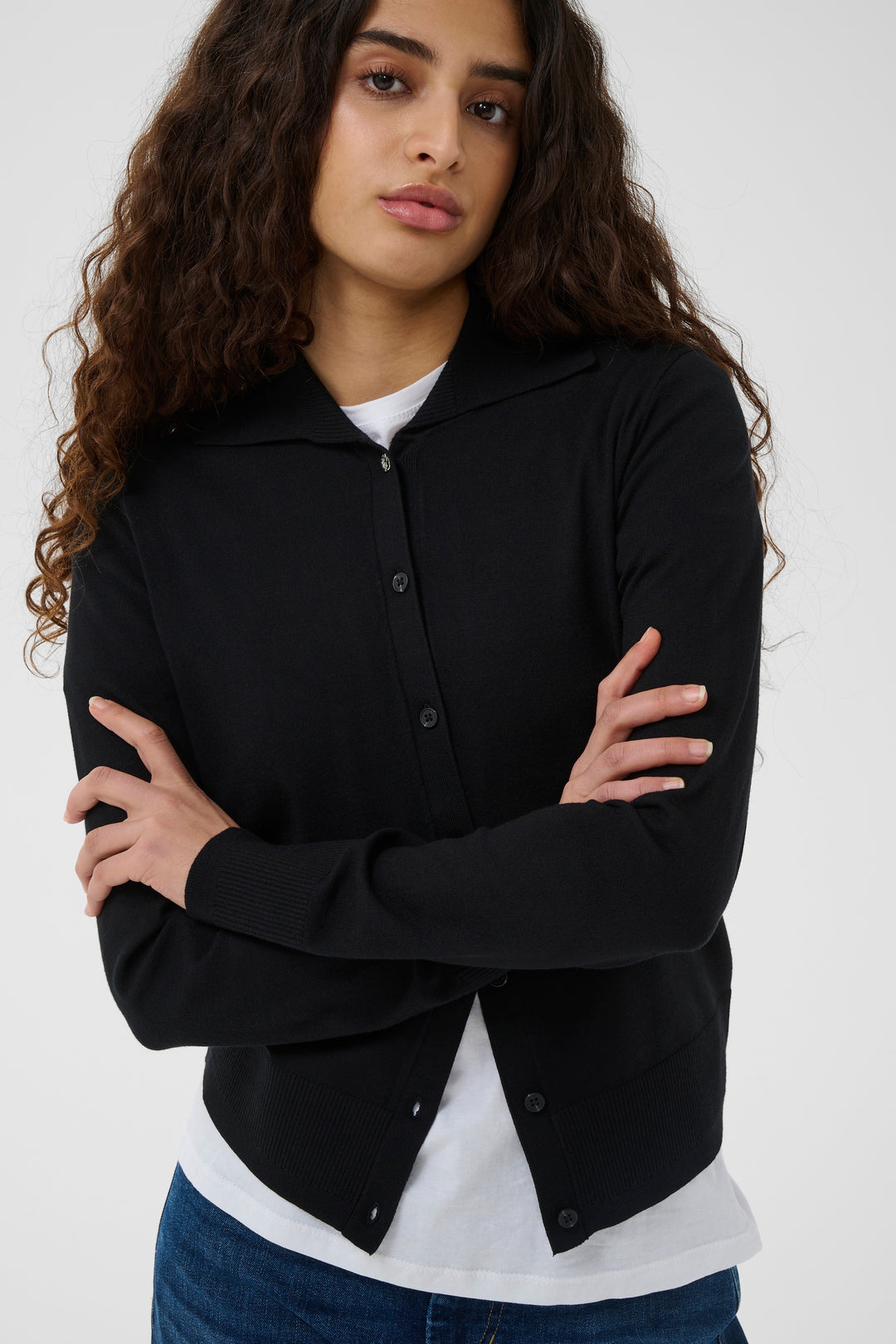 Cardigan classique boutonné Miko - Avec col polo et manches longues