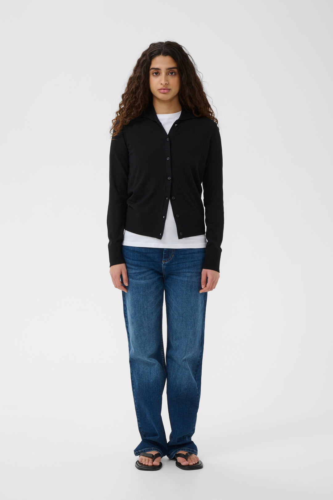 Cardigan classique boutonné Miko - Avec col polo et manches longues