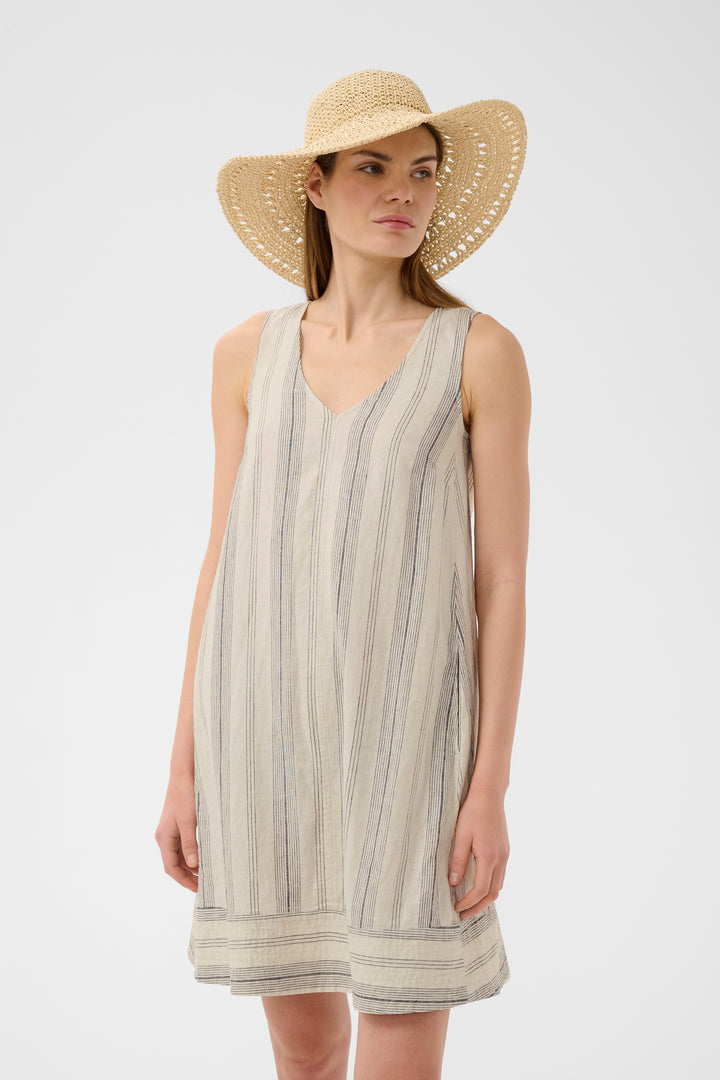 Edith Linen Dress - Fine stripes and relaxed fit