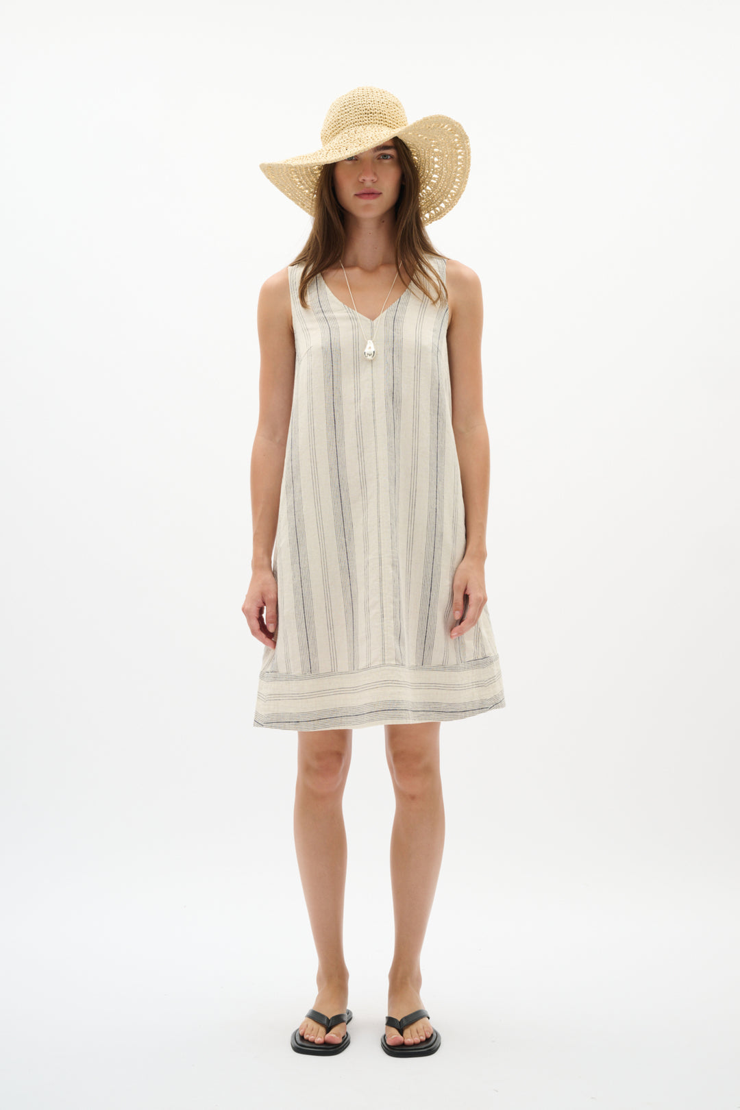Edith Linen Dress - Fine stripes and relaxed fit