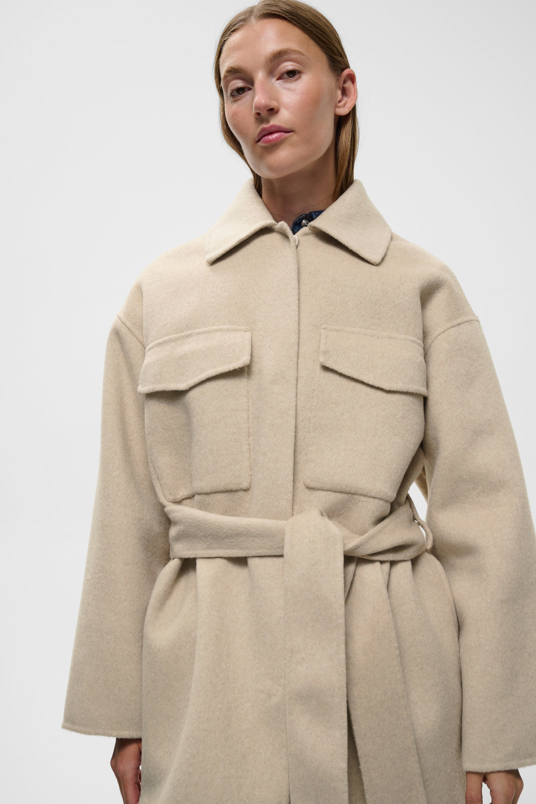 Manteau avec ceinture amovible Zilla - En laine mélangée au style raffiné