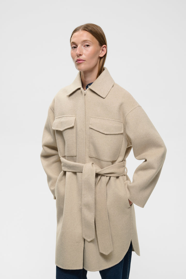 Manteau avec ceinture amovible Zilla - En laine mélangée au style raffiné
