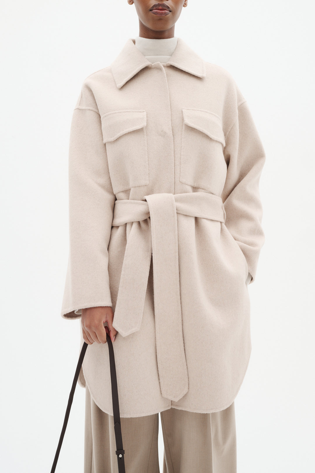 Manteau avec ceinture amovible Zilla - En laine mélangée au style raffiné