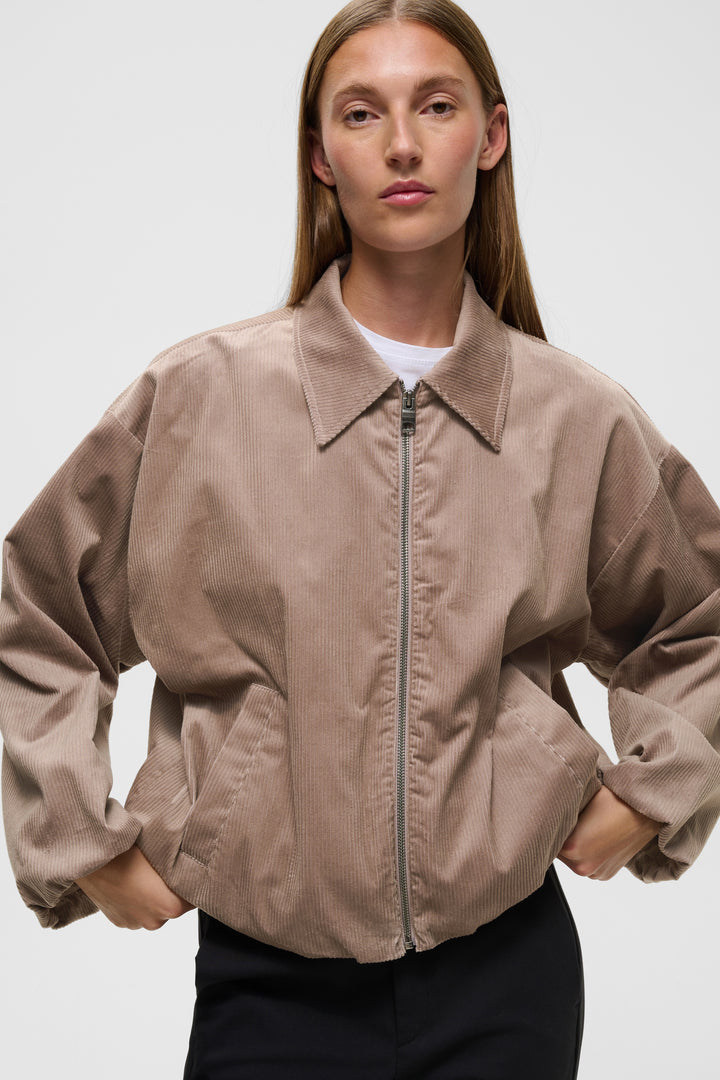 Veste zippé à manches longues larges Halima - Mélange de coton