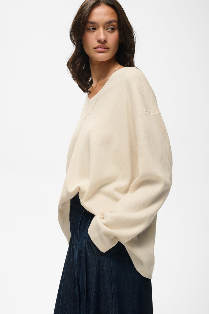 Chandail Tilda col en V - En tricot de pur coton