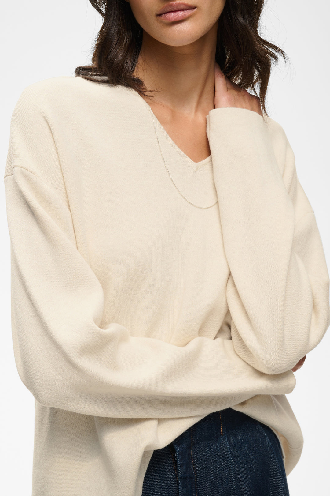 Chandail Tilda col en V - En tricot de pur coton