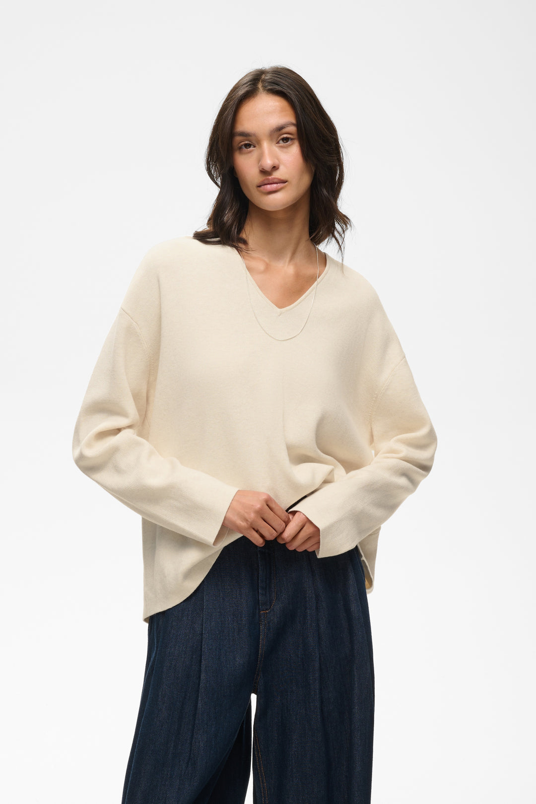 Chandail Tilda col en V - En tricot de pur coton