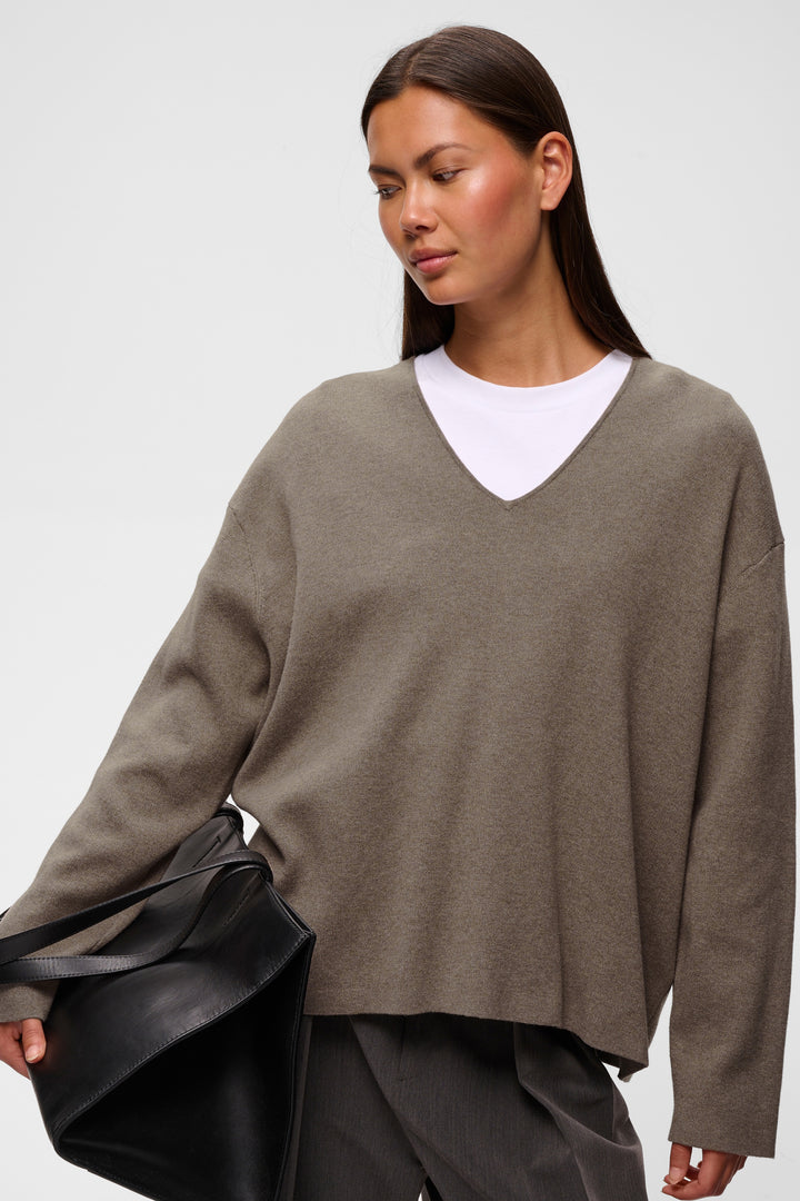 Chandail Tilda col en V - En tricot de pur coton
