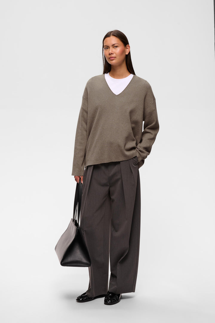 Chandail Tilda col en V - En tricot de pur coton