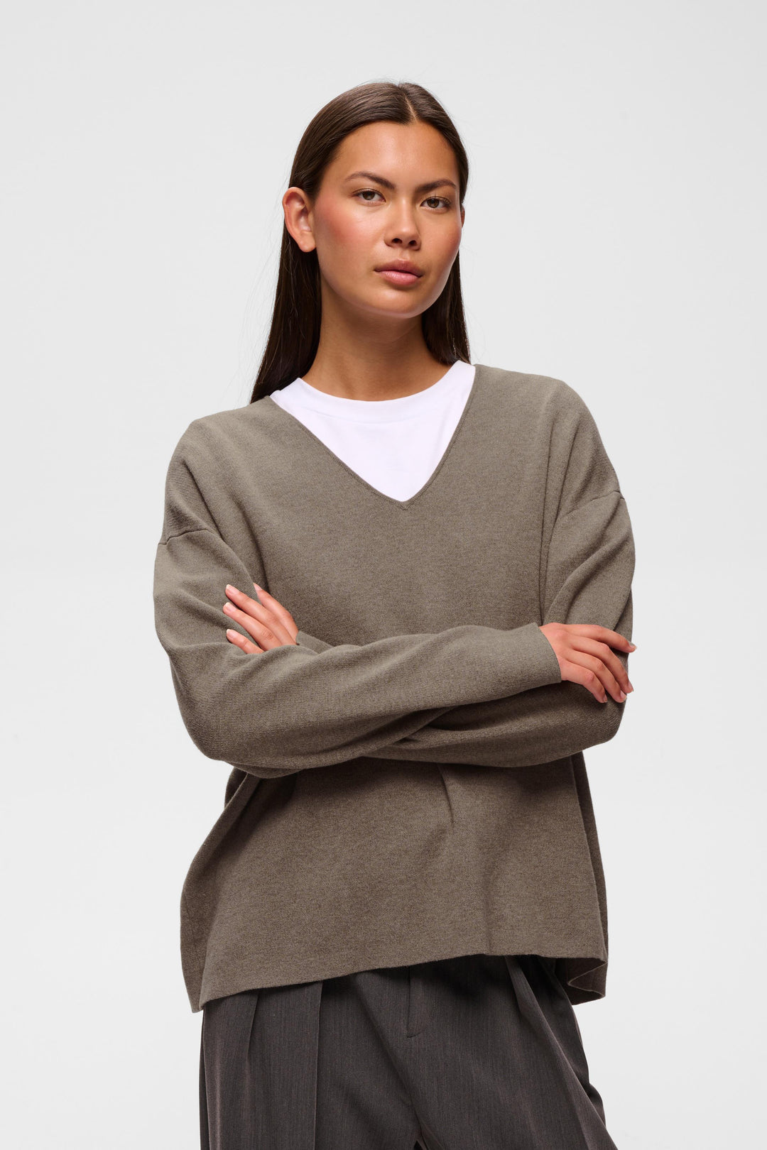 Chandail Tilda col en V - En tricot de pur coton
