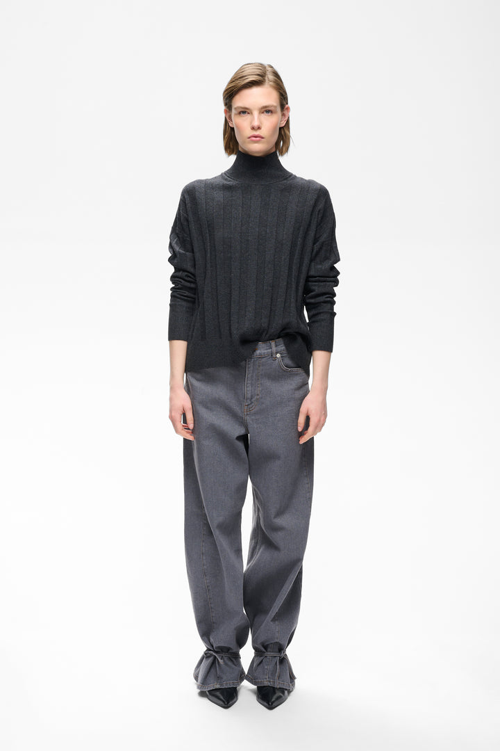 Chandail laine et cachemire Tess - Col montant et manches raglan