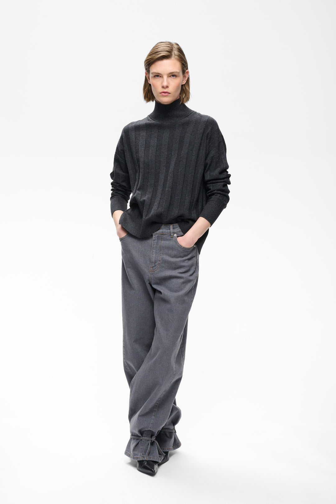 Chandail laine et cachemire Tess - Col montant et manches raglan