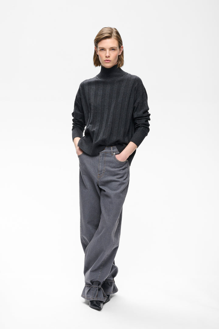 Chandail laine et cachemire Tess - Col montant et manches raglan