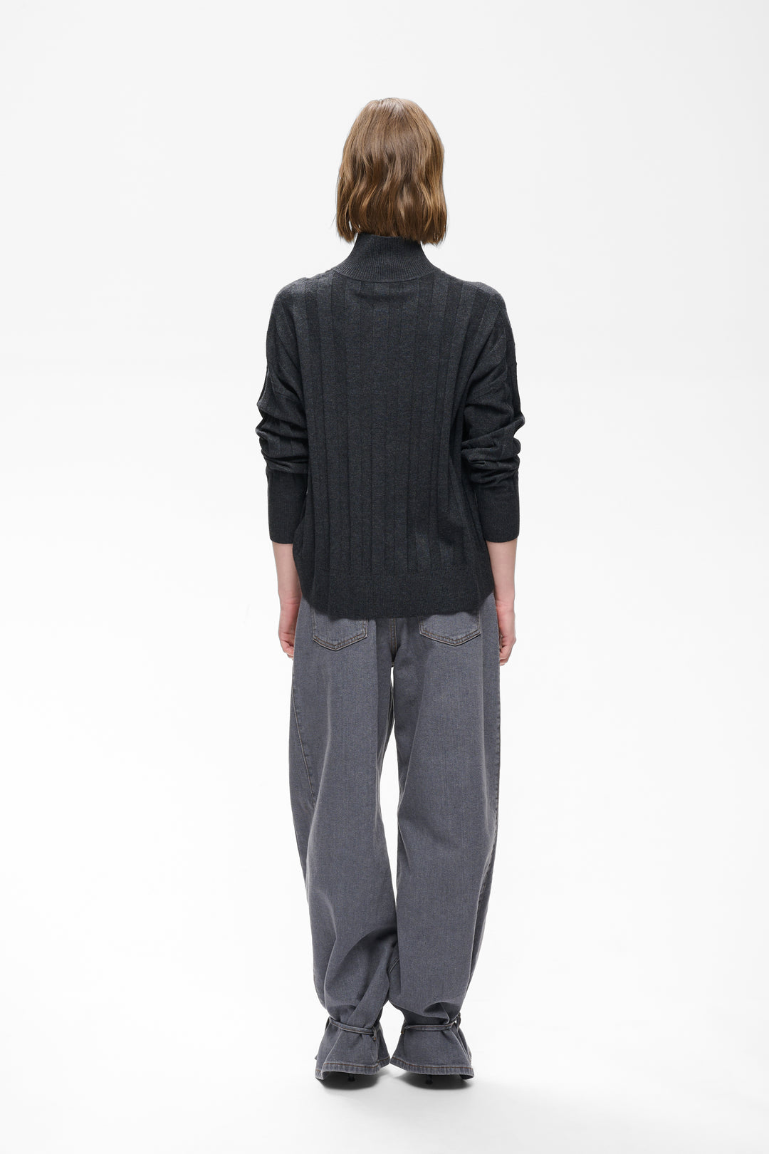 Chandail laine et cachemire Tess - Col montant et manches raglan