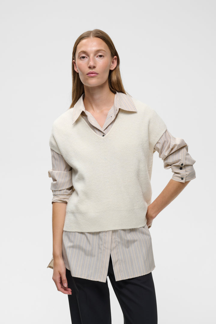 Haut manches courtes Guna top - Laine et alpaga avec encolure ronde et texture douce