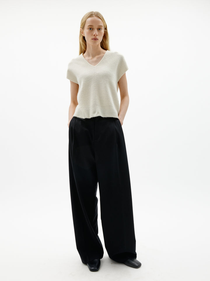 Haut manches courtes Guna top - Laine et alpaga avec encolure ronde et texture douce