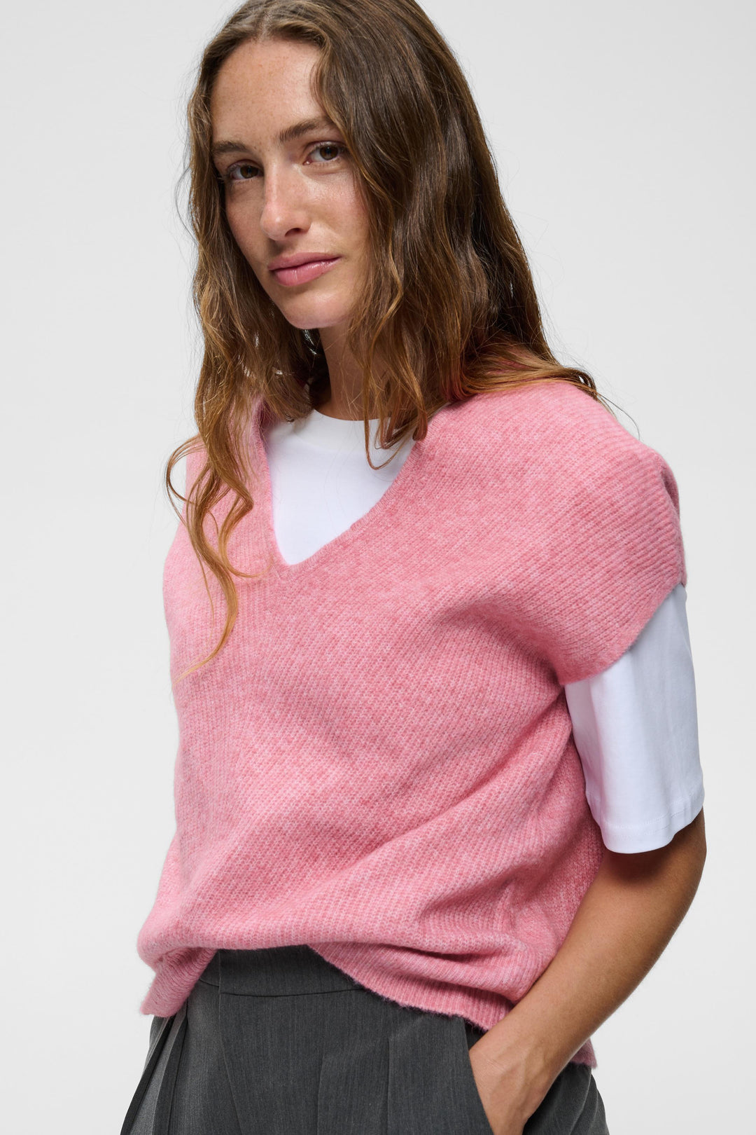 Haut manches courtes Guna top - Laine et alpaga avec encolure ronde et texture douce