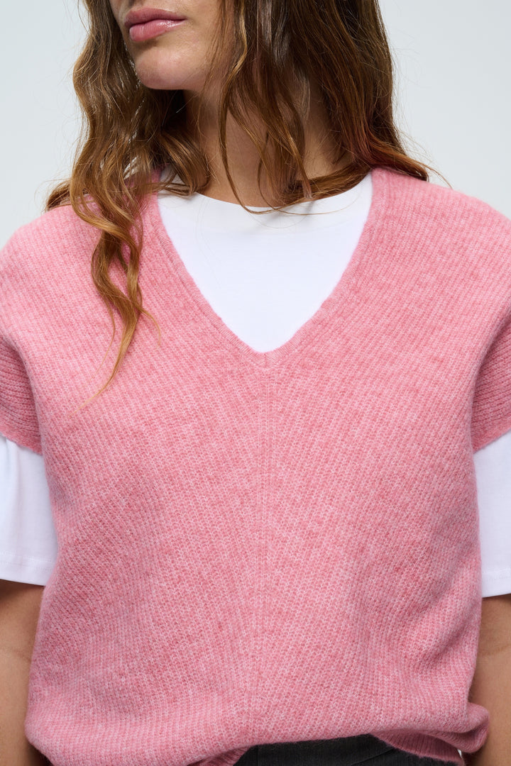 Haut manches courtes Guna top - Laine et alpaga avec encolure ronde et texture douce