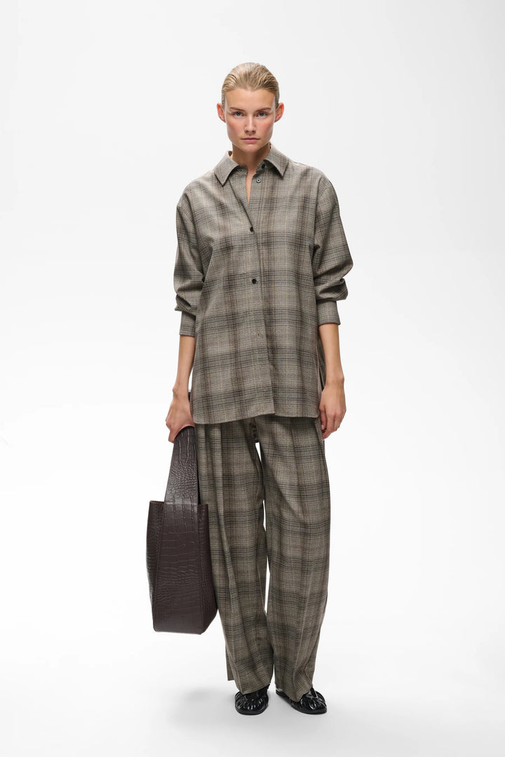Pantalon en tissu extensible taille mi-haute Checkie - À motif petits carreaux