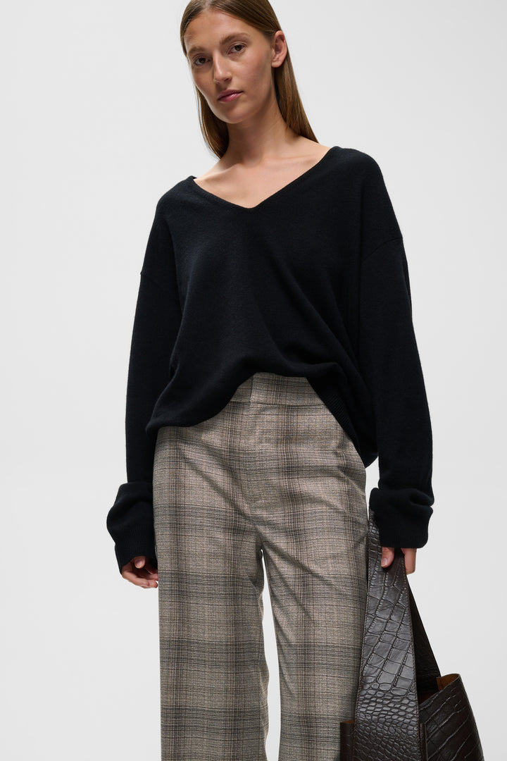 Pantalon en tissu extensible taille mi-haute Checkie - À motif petits carreaux