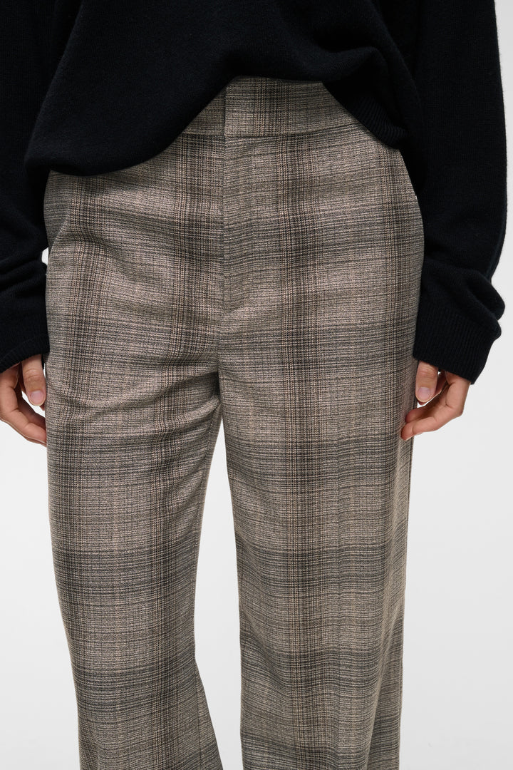 Pantalon en tissu extensible taille mi-haute Checkie - À motif petits carreaux