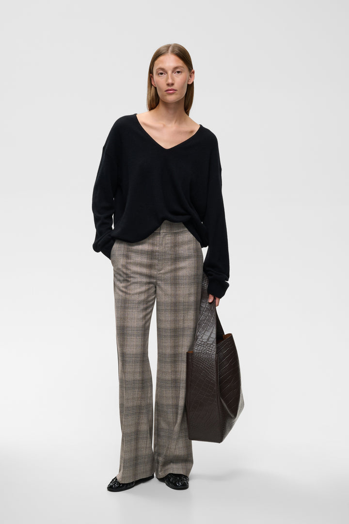 Pantalon en tissu extensible taille mi-haute Checkie - À motif petits carreaux