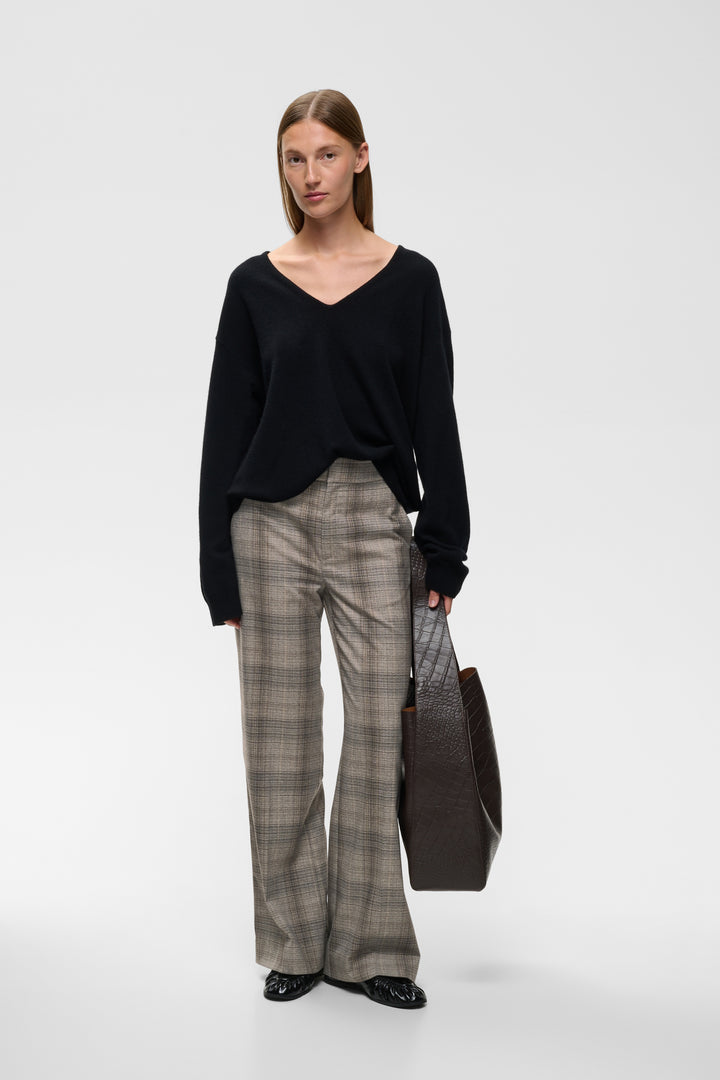 Pantalon en tissu extensible taille mi-haute Checkie - À motif petits carreaux