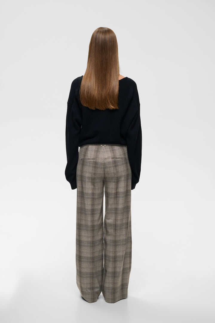 Pantalon en tissu extensible taille mi-haute Checkie - À motif petits carreaux