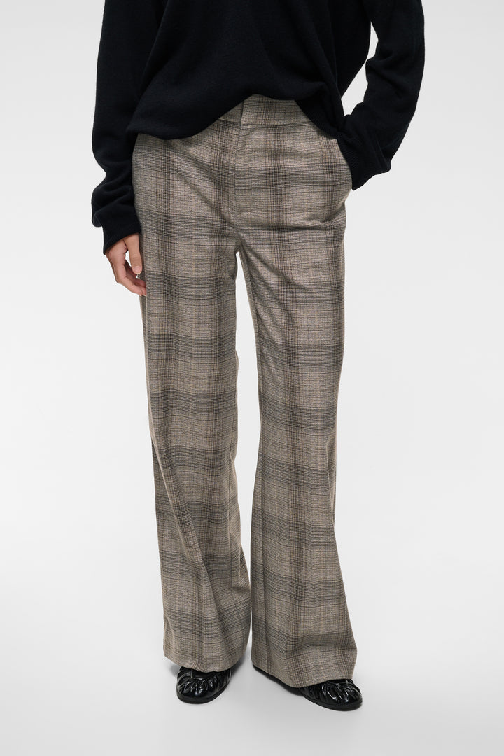 Pantalon en tissu extensible taille mi-haute Checkie - À motif petits carreaux