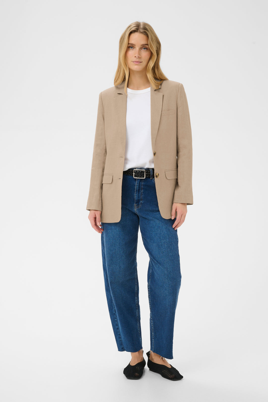 Veste tailleur en lin doublé Nyan – Coupe structurée