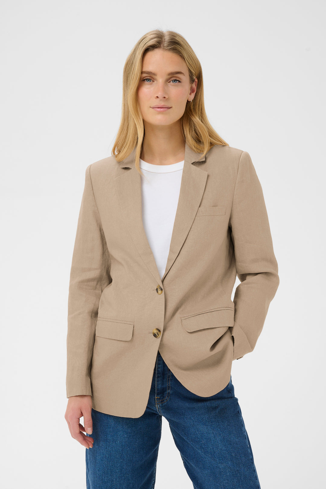 Veste tailleur en lin doublé Nyan – Coupe structurée